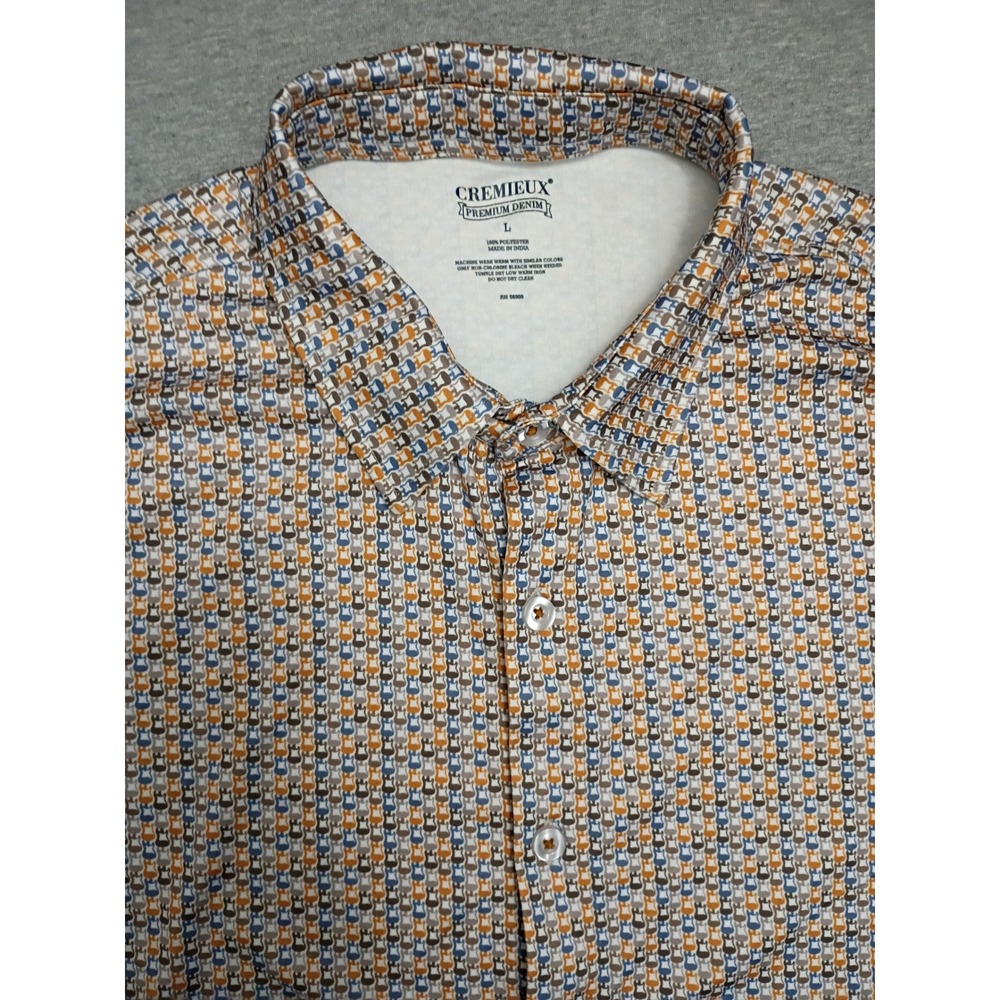 Cremieux Premium Denim Mens Large SS Guitar All Over Print Button Down Shirt